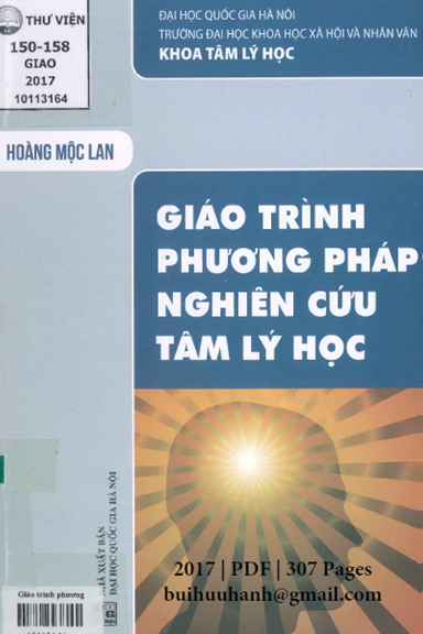 Giáo Trình Phương Pháp Nghiên Cứu Tâm Lý Học Nxb Đại Học Quốc Gia 2017 Hoàng Mộc Lan 307 