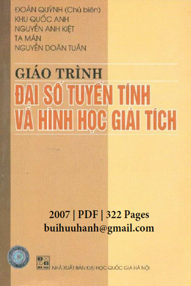 Giáo Trình Đại Số Tuyến Tính Và Hình Học Giải Tích (Nxb Đại Học Quốc Gia  2007) - Đoàn Quỳnh | Sách Việt Nam